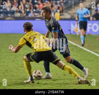CHESTER, PA, USA - 28. AUGUST 2024: MLS-Spiel zwischen Philadelphia Union und Columbus Crew im Subaru Park. ***NUR REDAKTIONELLE VERWENDUNG*** Stockfoto