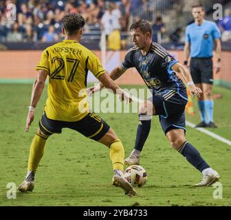 CHESTER, PA, USA - 28. AUGUST 2024: MLS-Spiel zwischen Philadelphia Union und Columbus Crew im Subaru Park. ***NUR REDAKTIONELLE VERWENDUNG*** Stockfoto