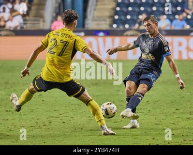 CHESTER, PA, USA - 28. AUGUST 2024: MLS-Spiel zwischen Philadelphia Union und Columbus Crew im Subaru Park. ***NUR REDAKTIONELLE VERWENDUNG*** Stockfoto