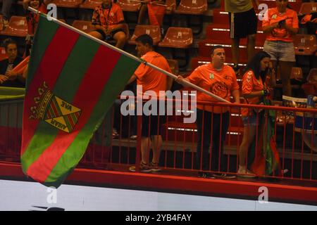 Torrelavega, Kantabrien, Spanien. Oktober 2024. Torrelavega, Spanien, 15. Oktober 2024: Bathco BM. Torrelavega Fans beim 2. Gruppenspiel der EHF European League 2024-25 zwischen Bathco BM. Torrelavega und RK Nexe am 15. Oktober 2024 im Vicente Trueba Pavillon in Torrelavega, Spanien. (Kreditbild: © Alberto Brevers/Pacific Press via ZUMA Press Wire) NUR REDAKTIONELLE VERWENDUNG! Nicht für kommerzielle ZWECKE! Stockfoto