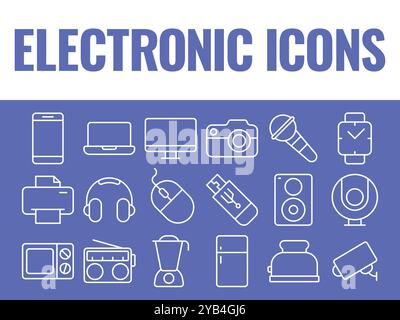 Elektronische Geräte Symbole Set Vector. Vektorsymbole für elektrische Geräte. Heimgeräte Computer-Symbole Stock Vektor