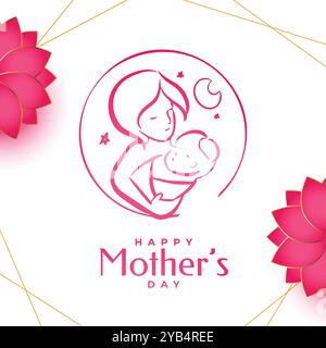 Handgezeichnete schöne Muttertag Grußkarte Design Stock Vektor