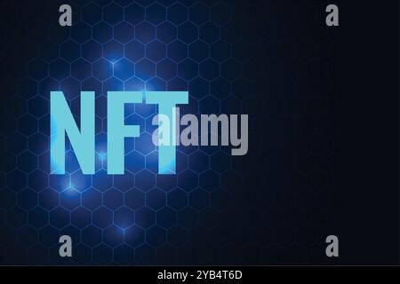 Leuchtender Hintergrund der NFT-Technologie mit sechseckigem Muster Stock Vektor