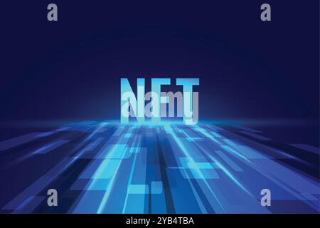 Hintergrund der NFT-Technologie mit digitalem Lichtboden Stock Vektor