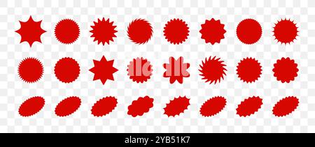 Starburst Preis. Verkaufssymbol. Einfache rote Symbole für Werbedesign. Satz von Vektorabbildungen auf transparentem Hintergrund Stock Vektor