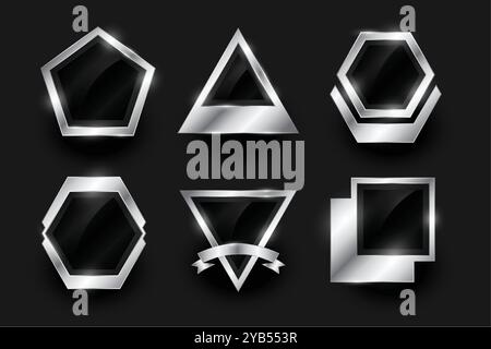 Silberne Premium-Medaillen-Abzeichen und Etiketten leer Stock Vektor
