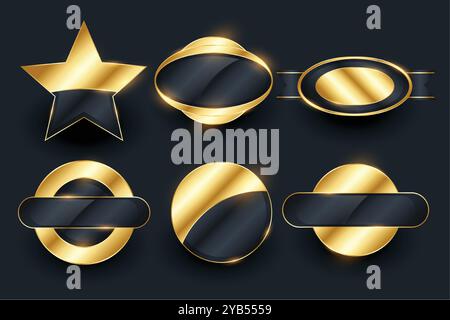Premium Gold leer Abzeichen und Etiketten Set Stock Vektor