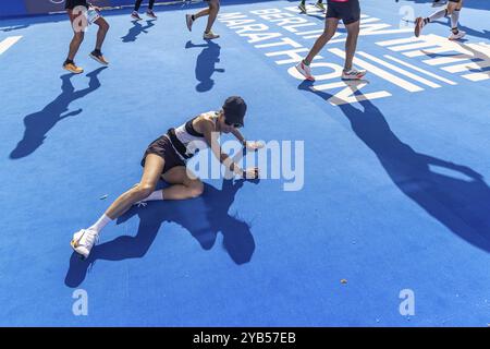 BMW Berlin Marathon. Mit 54 280 Finishern ist es das beliebteste Laufevent in Deutschland. Berlin, Deutschland, Europa Stockfoto