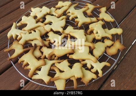 Schwäbische Küche, schwäbische Weihnachtsgebäck, Ausstecherle, Shortbread Biscuits, Katzenfiguren, typisch schwäbisch, Backwaren, Weihnachtsgebäck, süßes Gebäck Stockfoto