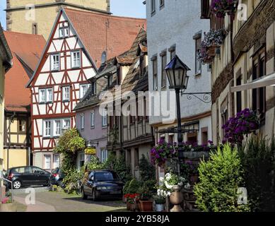 Fachwerkhäuser in der Fischergasse Lohr Stockfoto