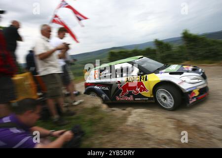 Trier, 21. August 2011, Hermann Gassner Junior und seine Mitfahrerin Katharina Wuestenhagen in ihrer Skoda Fabia bei der regnerischen SS 16 (Moselwein 1) Stockfoto
