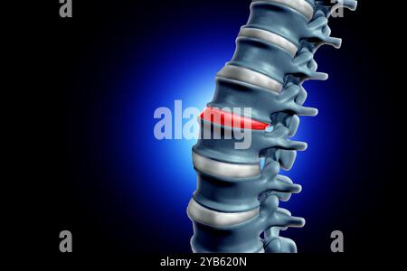 Bandscheibenzwischenräume als menschliche Wirbelsäulenanatomie, die chronische Rückenschmerzen der muskuloskelettalen oder orthopädischen Gesundheit als Wirbelsäule repräsentiert Stockfoto