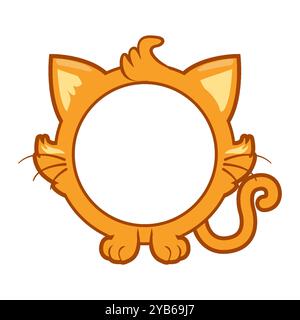 Runder Katzenrahmen, Cartoon-Avatar für ui-Spiele. Leerer Tierrahmen für die Dekoration, den Druck oder die Aufkleber Ihrer Kinder Stock Vektor