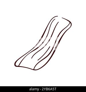 Bacon-Ikone im Line Art-Stil. Knuspriger Streifen Schweinefleisch für das Fleischmenü-Restaurant. Isoliert auf weißem Hintergrund. Stock Vektor