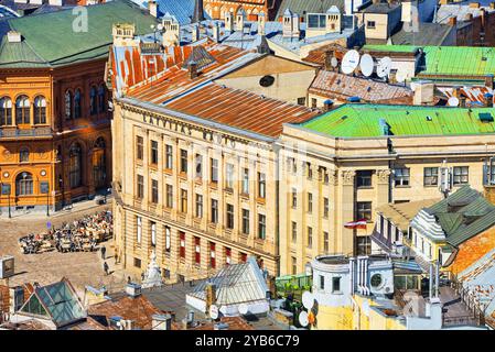 Riga, Lettland - 13. April 2018: Die Lettischen Rundfunk Radio Company (Latvijas Radio) in der Nähe von Domplatz (Doma laukums). Stockfoto