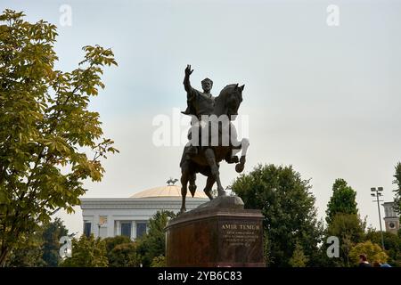 Statue von Amir Timur (Tamerlane, 1336-1405). Er war der Gründer des Timurid Empire in Zentralasien und wurde zum ersten Herrscher im timurid Dynasten Stockfoto