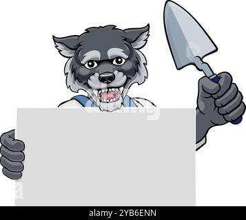 Maurerkelle Wolf Kelle Handyman Maskottchen Stock Vektor
