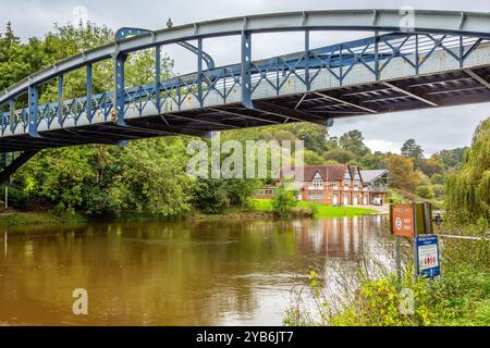 Port Hill Hängebrücke über den Fluss Severn, Shrewsbury, Großbritannien Stockfoto