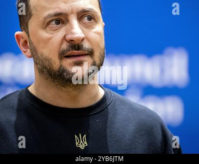 Brüssel, Belgien Oktober 2024. BRÜSSEL - ukrainischer Präsident Wolodymyr Zelensky am ersten Tag des europäischen Gipfels in Brüssel. ANP REMKO DE WAAL niederlande Out - belgien Out Credit: ANP/Alamy Live News Stockfoto