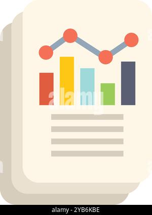 Geschäftsbericht mit einem farbenfrohen Balkendiagramm und einem Diagramm, das Datenanalysen und Finanztrends veranschaulicht Stock Vektor