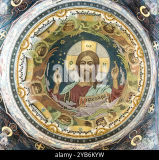 Kirche der Auferstehung in St. Petersburg. Pantocrator. Mosaik nach dem ursprünglichen N.N. Kharlamov Stockfoto