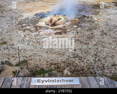 Heiße Quelle Eyvindarhver, Hveravellir Geothermalgebiet, Island Stockfoto