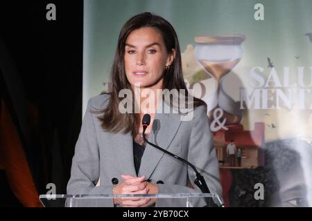 Madrid, Spanien. Oktober 2024. Königin Letizia von Spanien bei der institutionellen Veranstaltung des „Welttages der psychischen Gesundheit 2024“ am 17. Oktober 2024 in Madrid, Spanien. Quelle: SIPA USA/Alamy Live News Stockfoto