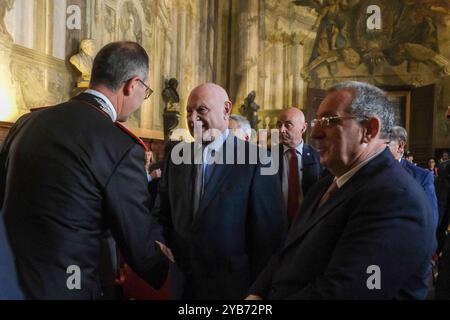 Italien: Carlo Nordio in Neapel der Justizminister der Regierung Meloni, Carlo Nordio, in Neapel für die Konferenz rechtliche und soziale Szenarien geschlechtsspezifischer Gewalt: Von der Repression bis zur Wahrnehmung und Prävention des Phänomens Konferenz, die vom Berufungsgericht von Neapel und der Generalstaatsanwaltschaft ABP07310 organisiert wird Copyright: XAntonioxBalascox Stockfoto