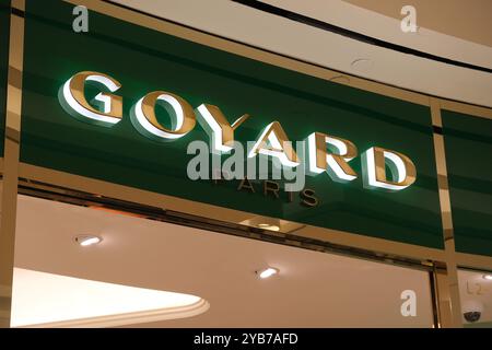 Shanghai, China-Feb. 23. 2023: Close Up Goyard Store Schild. Französisches Unternehmen Stockfoto
