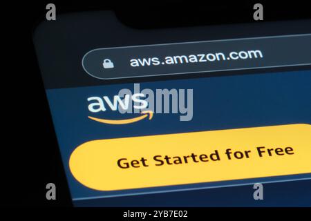 Amazon Web Services (AWS) Firmenlogo auf der offiziellen Website Stockfoto