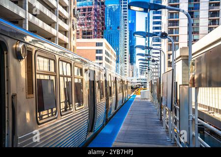 Chicago L Elevated Rapid Transit System Station View, Illinois, USA Stockfoto