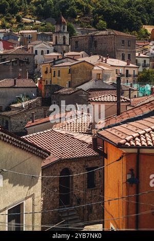 Das antike Dorf Sasso di Castalda in der Region Basilicata, Italien Stockfoto