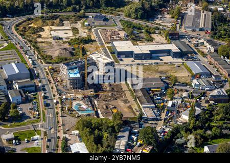 Luftbild, Baustelle mit Neubau am Schacht Hubert Wetterschacht, am Technologiepark, Frillendorf, Essen, Ruhrgebiet, Nordrhein-Westfalen, Deutschland ACHTUNGxMINDESTHONORARx60xEURO *** Luftansicht, Baustelle mit Neubau am Schacht Hubert Wetterschacht, am Technologiepark, Frillendorf, Essen, Ruhrgebiet, Nordrhein-Westfalen, Deutschland ATTENTIONxMINDESTHONORARx60xEURO Stockfoto