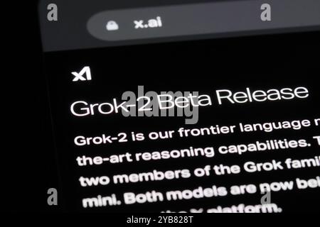 Shanghai, China-20. August 2024: GROK-2 AI-Sprachmodell Stockfoto