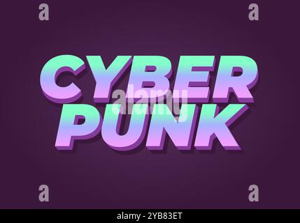 Cyber Punk. Texteffekt in Fettschrift im 3D-Stil Stock Vektor