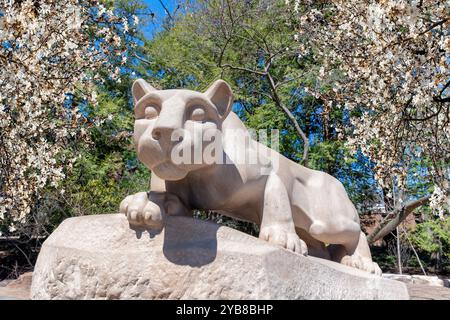 Nittany Lion auf dem Campus der Penn State University am Frühlingstag Stockfoto