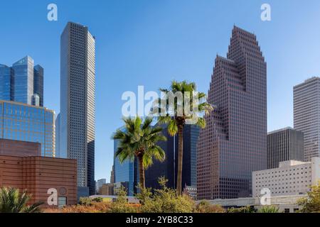 Skyline von Houston City am sonnigen Herbsttag in Houston, Texas, USA Stockfoto