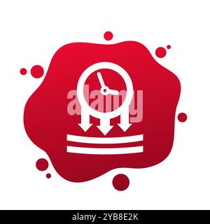 Druck- oder Schlagsymbol mit Uhr, Vektor Stock Vektor