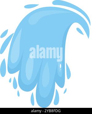 Cartoon-Wasser plätschert und macht eine große Welle mit Tropfen Stock Vektor