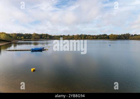 Edgbaston Reservoir in Birmingham im Herbst Sonnenschein, der zur Wasserversorgung des Kanalnetzes genutzt wird Stockfoto