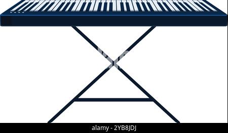 Moderner elektronischer Piano-Keyboard-Synthesizer auf der Bühne auf weißem Hintergrund Stock Vektor