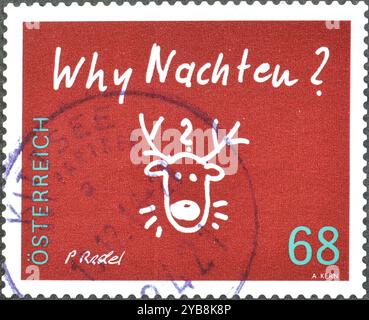 Gestempelte Briefmarke gedruckt von Österreich, das zeigt Why nachten?, Weihnachten, um 2015. Stockfoto