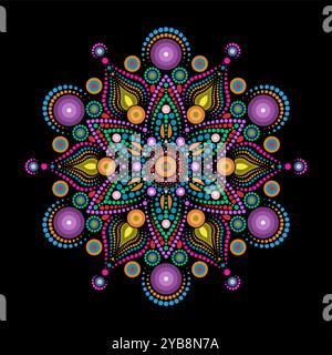 Indische Blumenmandala-Kunst mit luxuriösem farbenfrohen Kreisrahmen, Rangoli-Design, floralem Kreismuster. Dekoration, spirituelles Dekor Stock Vektor