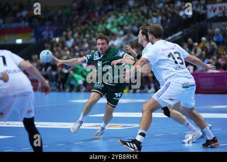 Wetzlar, Deutschland. Oktober 2024. Wetzlar, 17. Oktober 2024: Während des Liqui Moly Handball-Bundesliga-Spiels zwischen HSG Wetzlar und HSV Handball in der Buderus-Arena in Wetzlar. (Julia Kneissl/SPP) Credit: SPP Sport Press Photo. /Alamy Live News Stockfoto