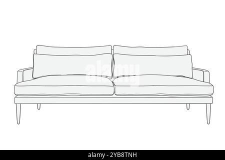 Weiches Sofa isoliert auf weißem Hintergrund. Möbel für Zuhause, Hotel und Büro. Stock Vektor