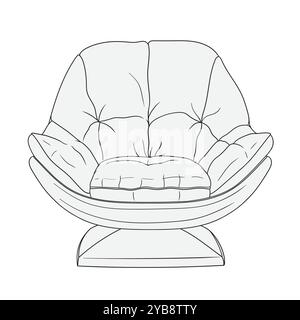 Weicher Sessel isoliert auf weißem Hintergrund. Möbel für Zuhause, Hotel und Büro. Stock Vektor