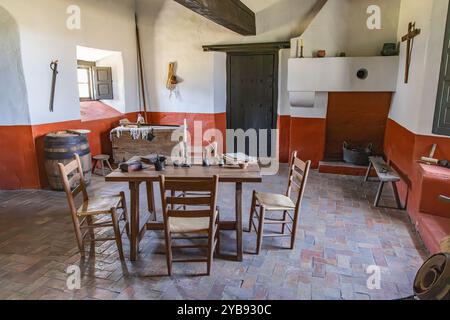 Goliad, Texas, Usa. März 2022. Zimmer im Mission Espiritu Santo im Goliad State Park und Historical Site. Stockfoto
