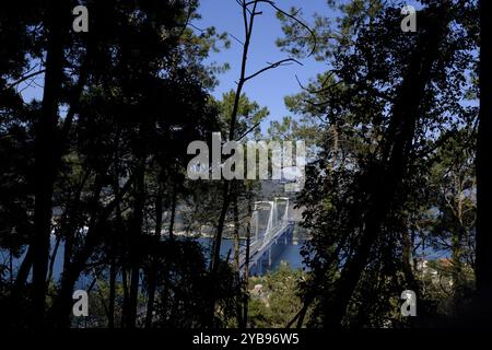 Blick auf die Mündung von Vigo in Galicien, Spanien Stockfoto