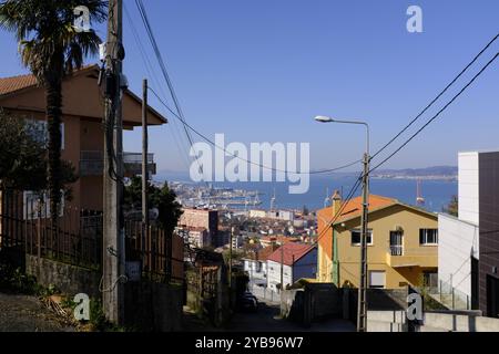 Blick auf die Mündung von Vigo in Galicien, Spanien Stockfoto