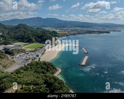 Luftbild der Küste von Ehime, zwischen Matsuyama und Imabari Stockfoto